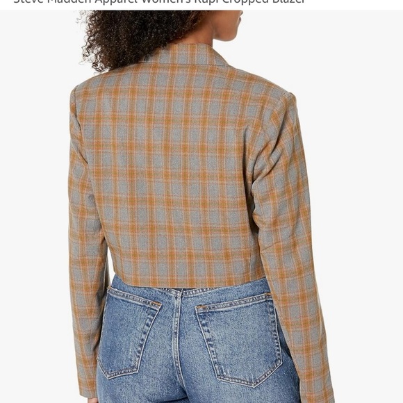 STEVE MADDEN rupi cropped blazer in grey plaid - Picture 3 of 13